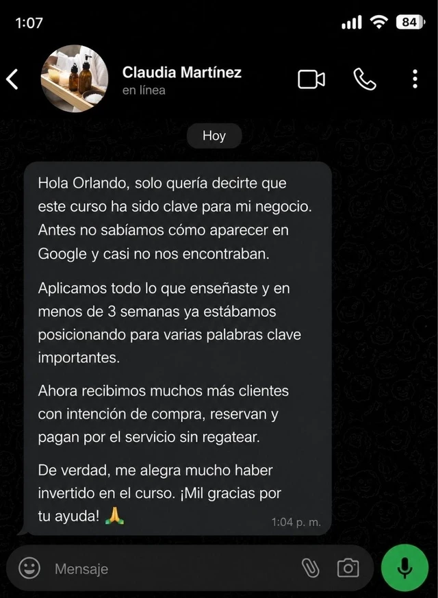 Testimonio por WhatsApp de Claudia Martínez