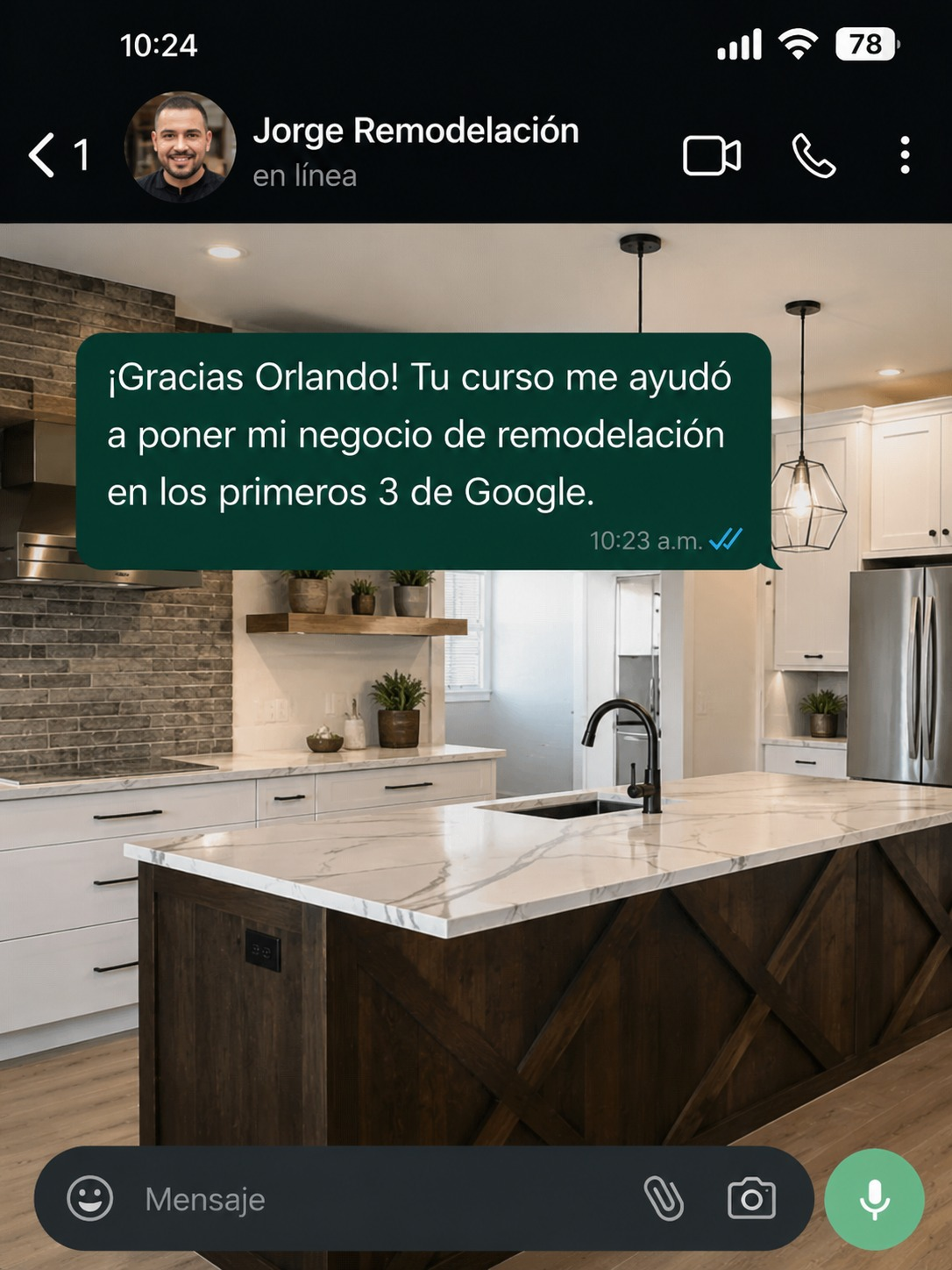 Testimonio por WhatsApp de Jorge Remodelación