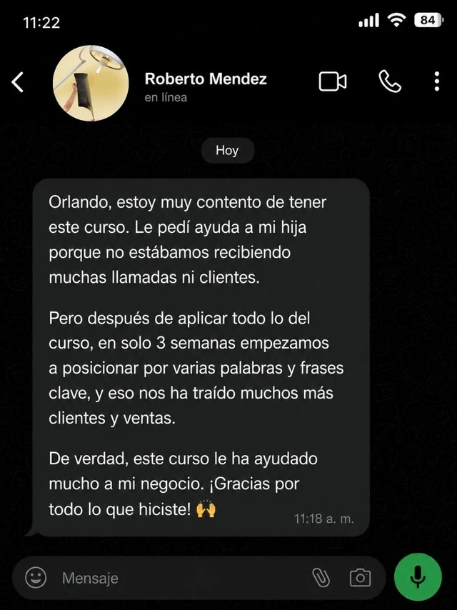 Testimonio por WhatsApp de Roberto Méndez